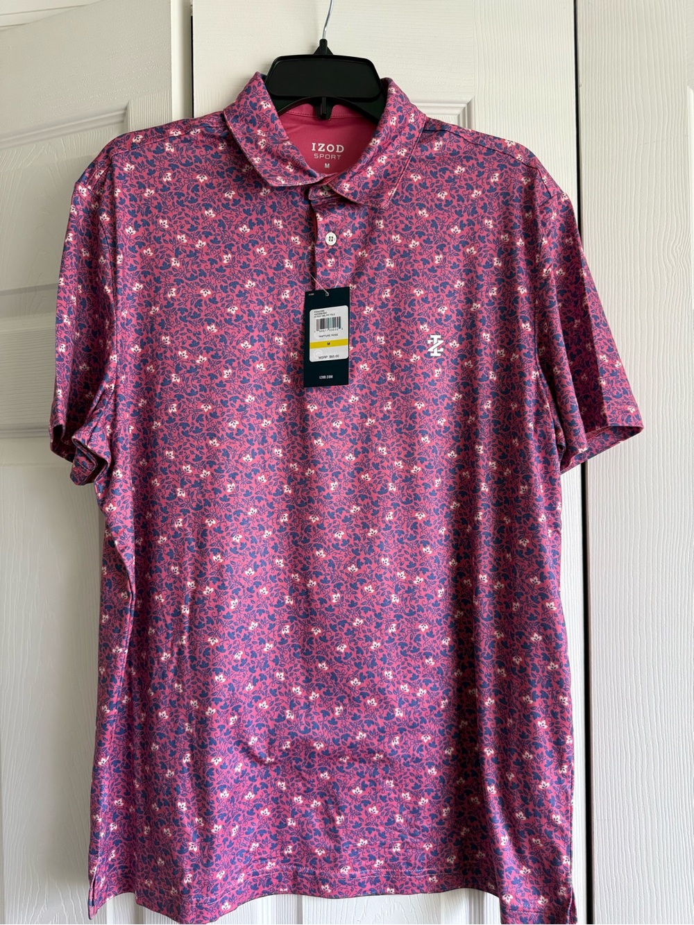 NEW IZOD Golf Mens Short Sleeve Floral Print Polo Shirt - Picture 2 of 4